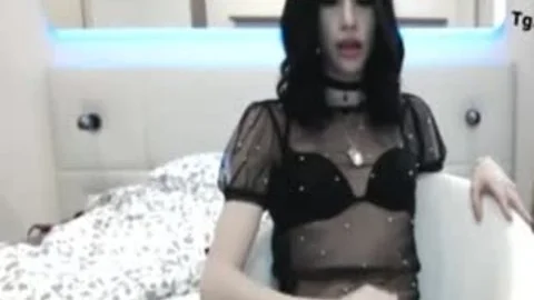 pleasing Blue Eyed TS Lady cumshot