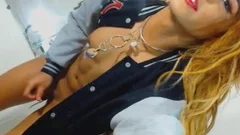 filthy tranny Inserts A fake penis On Her lovely booty