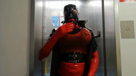 Alison In Red And darksome Latex With High Heel haunch Boots