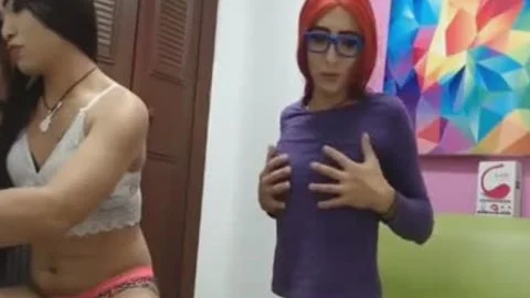 couple ladyboy Jerking penis And Fingering buttholes