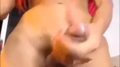Redhead shemale With A throbbing penis Ejaculating