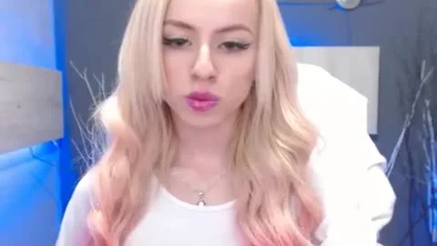 blond Seductive ladyboy Shows Off And jerk off Her large penis