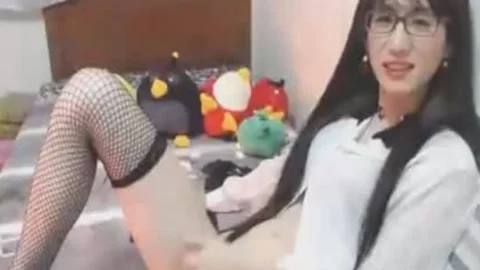 Skinny tgirl Playing Her pretty asian ramrod