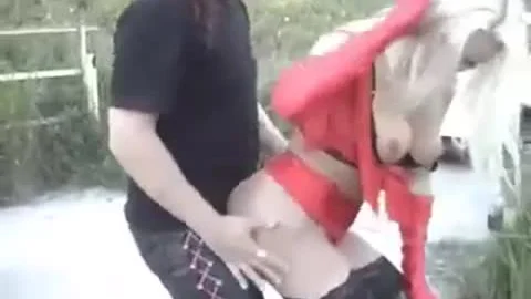 ladyboy In Red Leather Have Public Sex