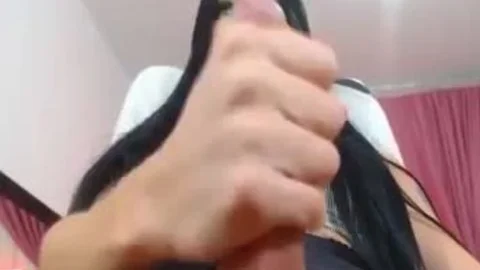 shemale Jerks Her Hard Ladycock
