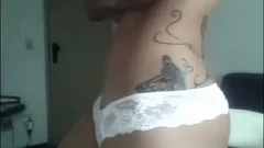 agreeable blonde lady-man Wearing Braces Poses For The livecamera In her bedroom