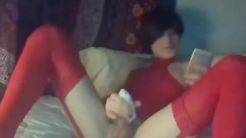Super attractive teen Sissy Trap Crossdresser Masturbates