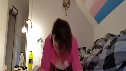 charming Femboy Riding fake penis while Wearing charming Pink Hoodie