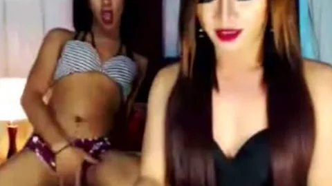 Two lewd lady-man loves engulfing Each Other giant penis
