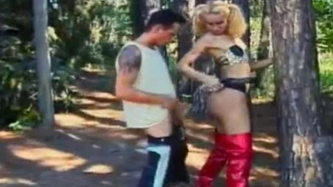young blonde sheboy Claudia Hunter In Red Latex Jackboots Enjoys Getting Her arse Nailed In The Forest