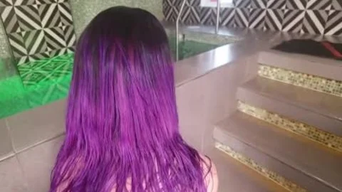 Tattooed Latin TS Has Purple Hair And A BBC In The wazoo