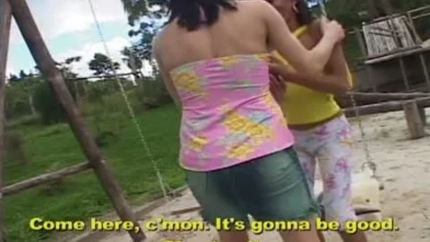 Two pretty lady-man babes engulf And pound Each Other outside