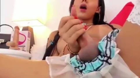 pretty latin chick legal age teenager Trans beauty With juicy Feet Legs Jerks Off Her massive penis On webcam