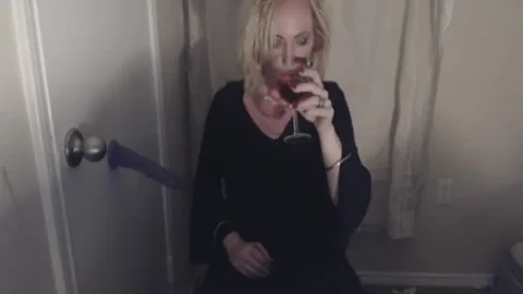 Goth ladyboy Smokes And Pleasures Herself.