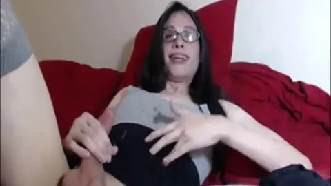 that babe Male Cums Her Own Face And Glasses