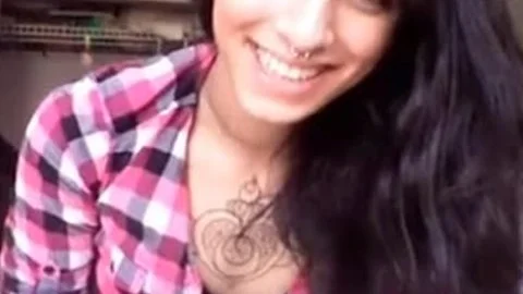 nasty Tattooed brunette nasty shemale Cums O