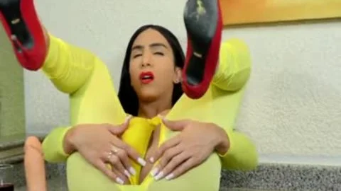 TS Yasmin Dornelles Milks each Drop Out Of Her giant Shaft