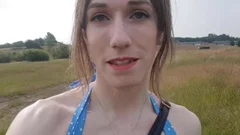 Outdoor ass In My Summer costume; Public No pants Finger fuck
