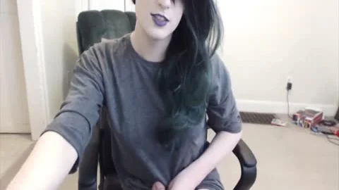 Goth Sissy Jerk Herself Off In Front Off Many schlongs