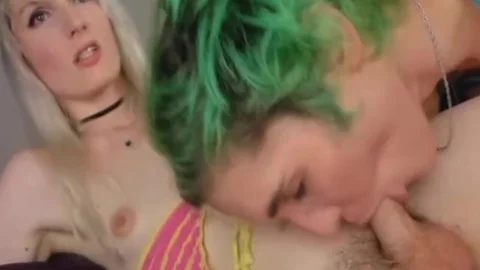 wild Emo Sucks On wild blond tgirl 10-Pounder
