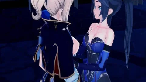 Futa Jean Eats spooge-hole before banging Mona doggy style With Her gigantic cock - Genshin Impact Futanari manga.