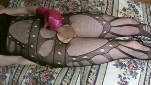 Skinny blonde Sissy Joys With Pink fake penis In Solo Action With ball cream flow