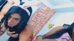 excellent Three lady-man strip And Masturbate dong