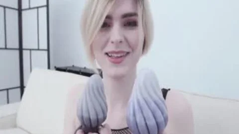 naughty Pale lady-man playgirl Testing fuck toys