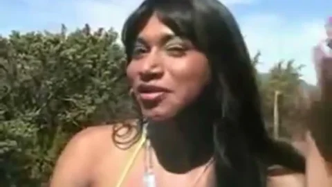 busty brunette outdoors