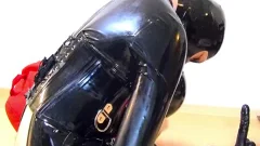 Latex ladyboy Plays With Her toys
