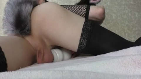Femboy Kitty pokes And Cums pussy. Część two