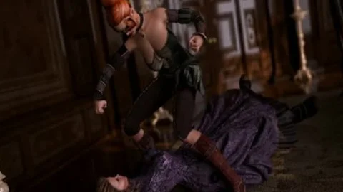Futanari 3D fantasy: Redhead Dickgirl Filled With love juice Her Girlfriend' mouth