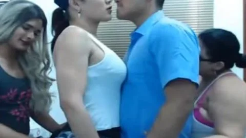 favourable guy Teasing With Two lady-man And BBW
