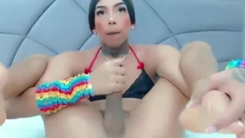 Selfsuck brunette hair On web camera