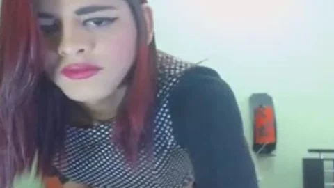 Redhead ladyboy Masturbate Her monstrous weenie